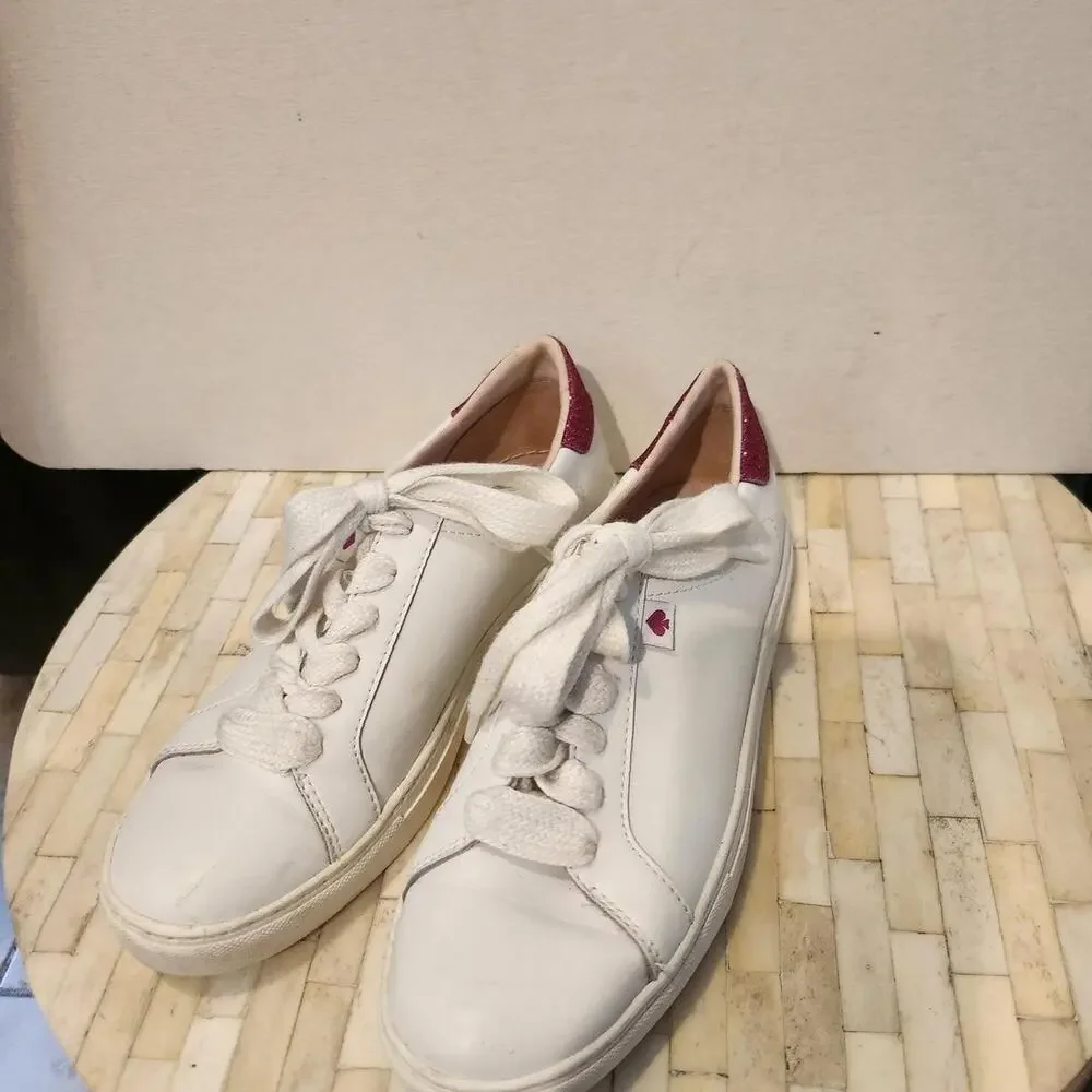 Kate Spade New York White Leather Fucsia Sneakers